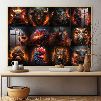 file tranh 12 con giap mau 9  tong hop