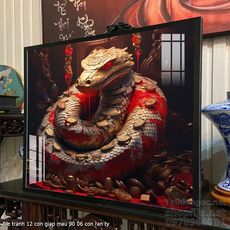 file tranh 12 con giap mau 90 06 con ran ty