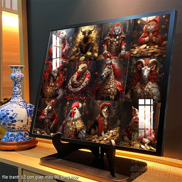 file tranh 12 con giap mau 90 tong hop