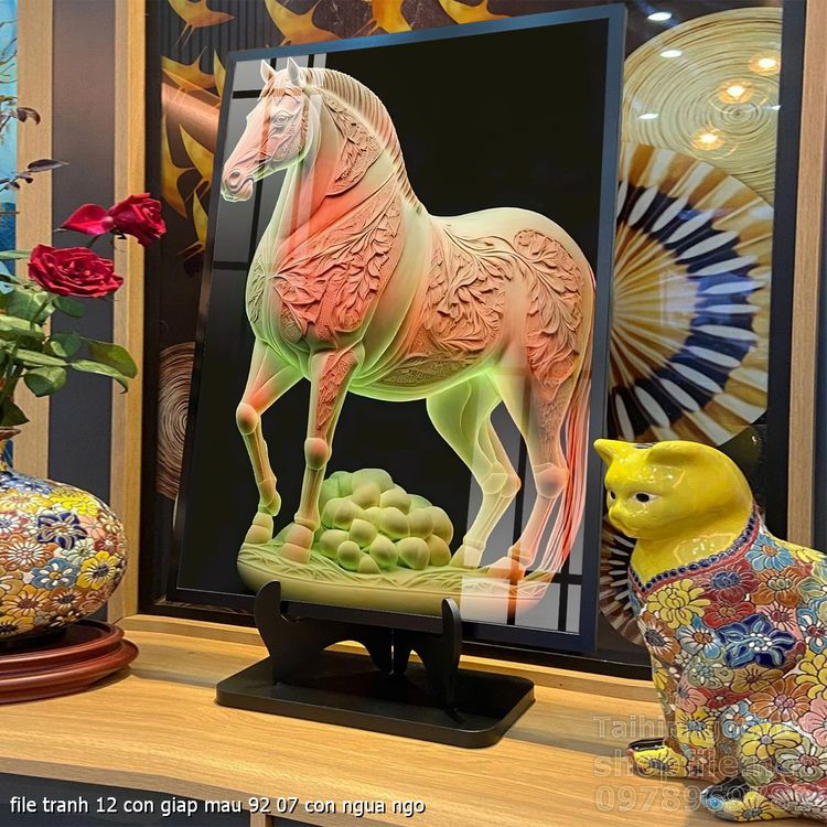 file tranh 12 con giap mau 92 07 con ngua ngo