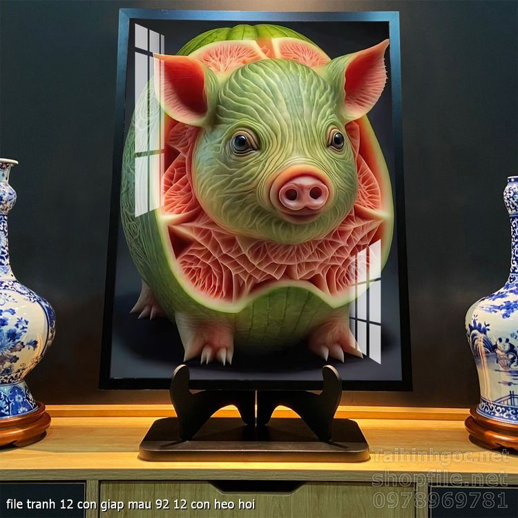file tranh 12 con giap mau 92 12 con heo hoi