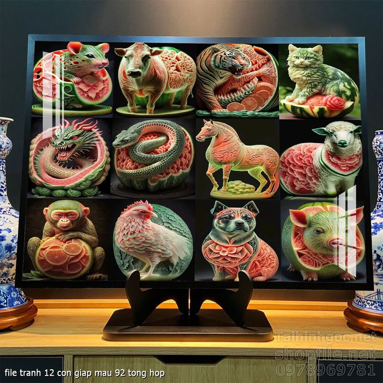 file tranh 12 con giap mau 92 tong hop