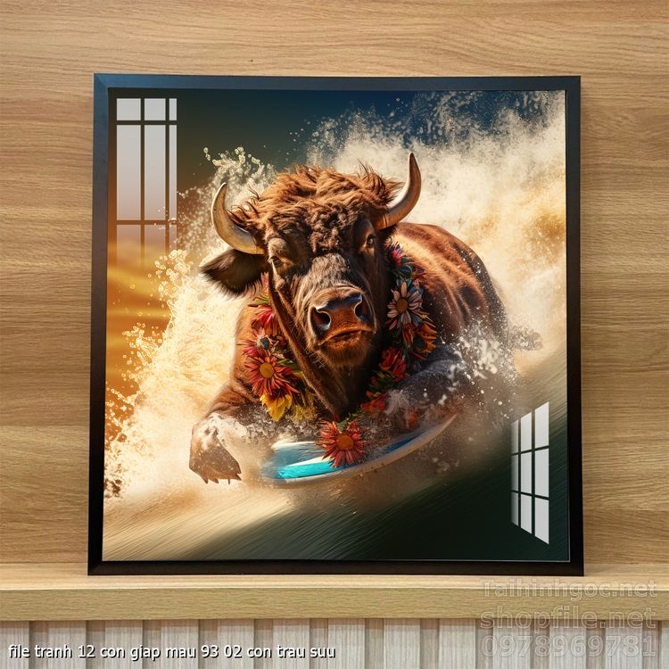 file tranh 12 con giap mau 93 02 con trau suu