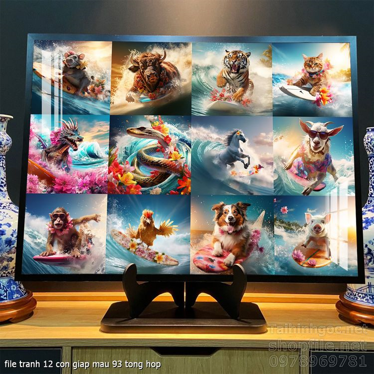 file tranh 12 con giap mau 93 tong hop