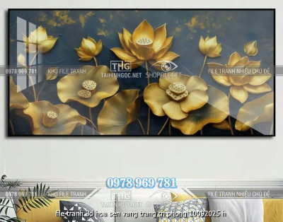 file tranh 3d hoa sen vang trang tri phong 10092025 h
