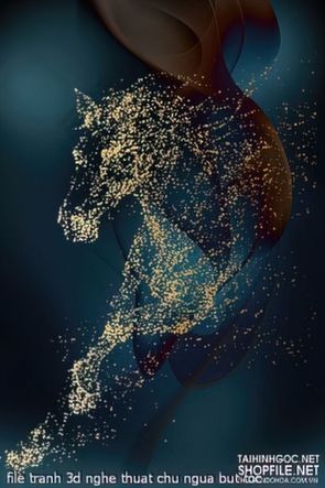 file tranh 3d nghe thuat chu ngua but toc