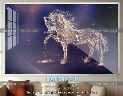 file tranh 3d ngua nuoc be ca decal dan kinh 6d 022