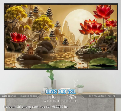file tranh 3d phong canh hoa sen 982024 ho