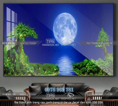 file tranh anh trang cay canh trang tri be ca decal dan kinh 10d 056