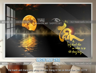 file tranh anh trang thu phap chu tam trang tri be ca decal dan kinh t2779