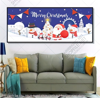 tranh cong giao file tranh ba chu nguoi tuyet chim canh cut banner noel