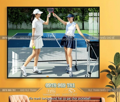 file tranh background hai co gai choi pickleball