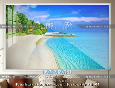 file tranh bai cat trang bai bien trang tri be ca decal dan kinh 096