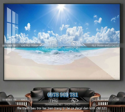 file tranh bau troi bai bien trang tri be ca decal dan kinh r3d 121