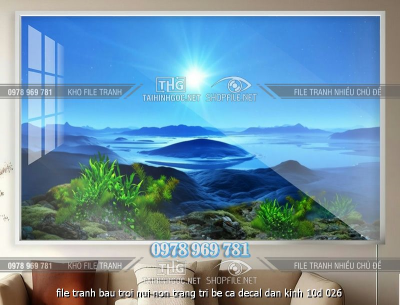 file tranh bau troi nui non trang tri be ca decal dan kinh 10d 026