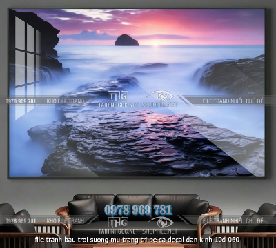 file tranh bau troi suong mu trang tri be ca decal dan kinh 10d 060