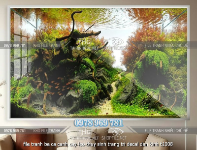 file tranh be ca canh cay leo thuy sinh trang tri decal dan kinh t1008