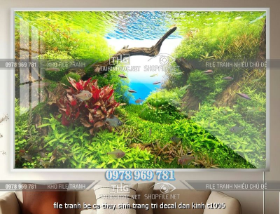 file tranh be ca thuy sinh trang tri decal dan kinh t1006