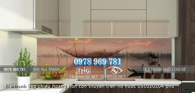 file tranh bep chieu hoang hon con thuyen tren ho nuoc 051020204 phu