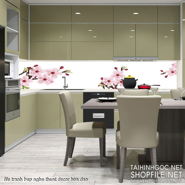 file tranh bep nghe thuat decor hoa dao