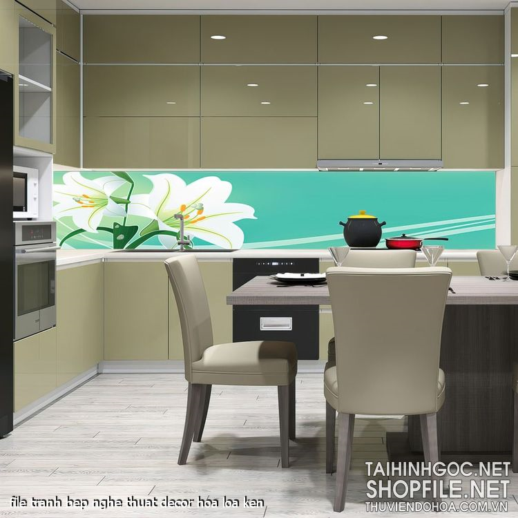 file tranh bep nghe thuat decor hoa loa ken