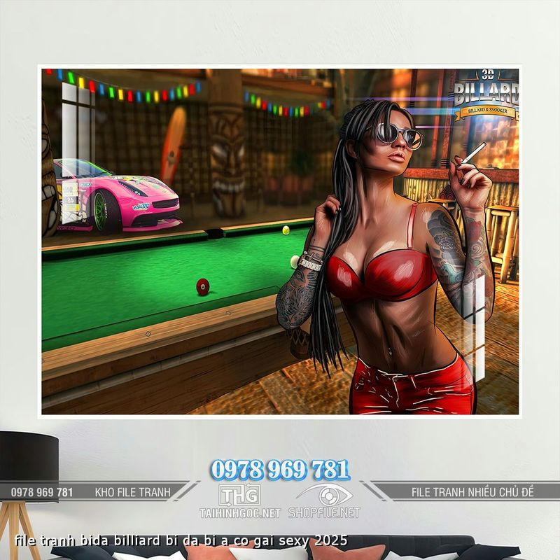 file tranh bida billiard bi da bi a co gai sexy 2025