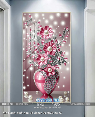 file tranh binh hoa 3d decor 912025 ho t2