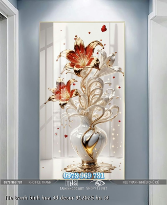 file tranh binh hoa 3d decor 912025 ho t3