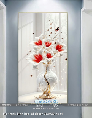 file tranh binh hoa 3d decor 912025 ho t4