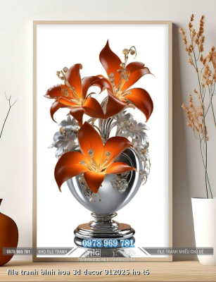 file tranh binh hoa 3d decor 912025 ho t6