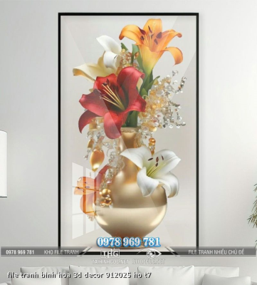 file tranh binh hoa 3d decor 912025 ho t7
