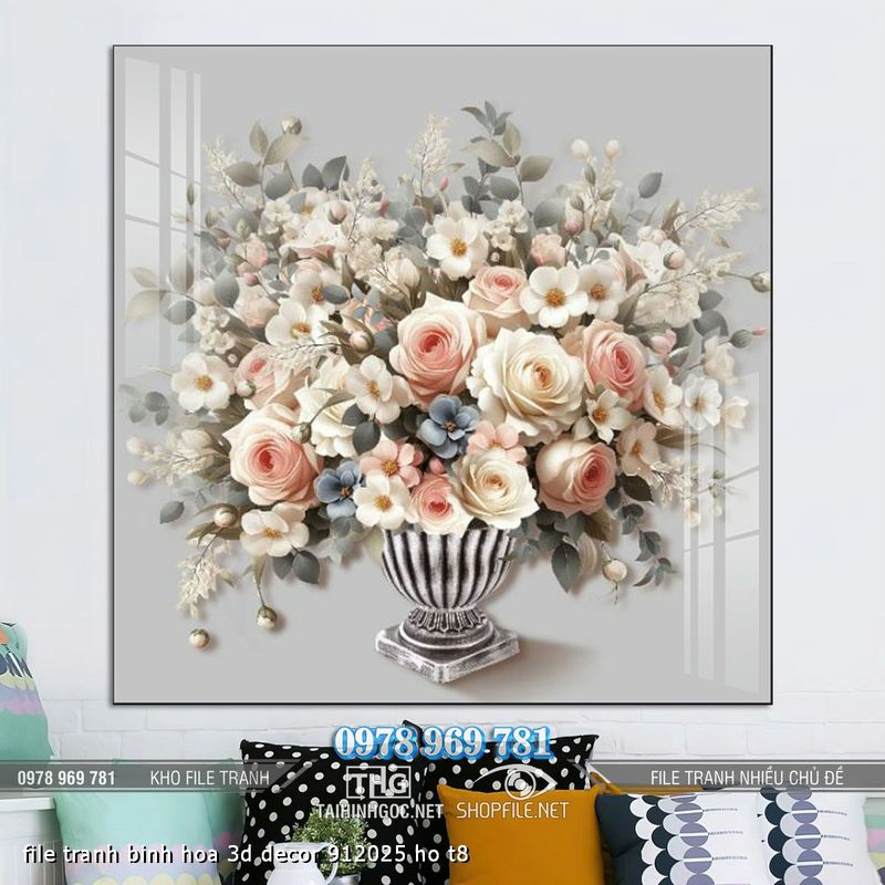 file tranh binh hoa 3d decor 912025 ho t8