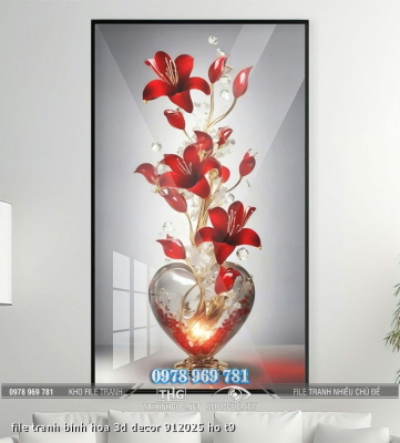 file tranh binh hoa 3d decor 912025 ho t9