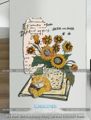file tranh binh hoa huong duong con meo 12062025 thanh