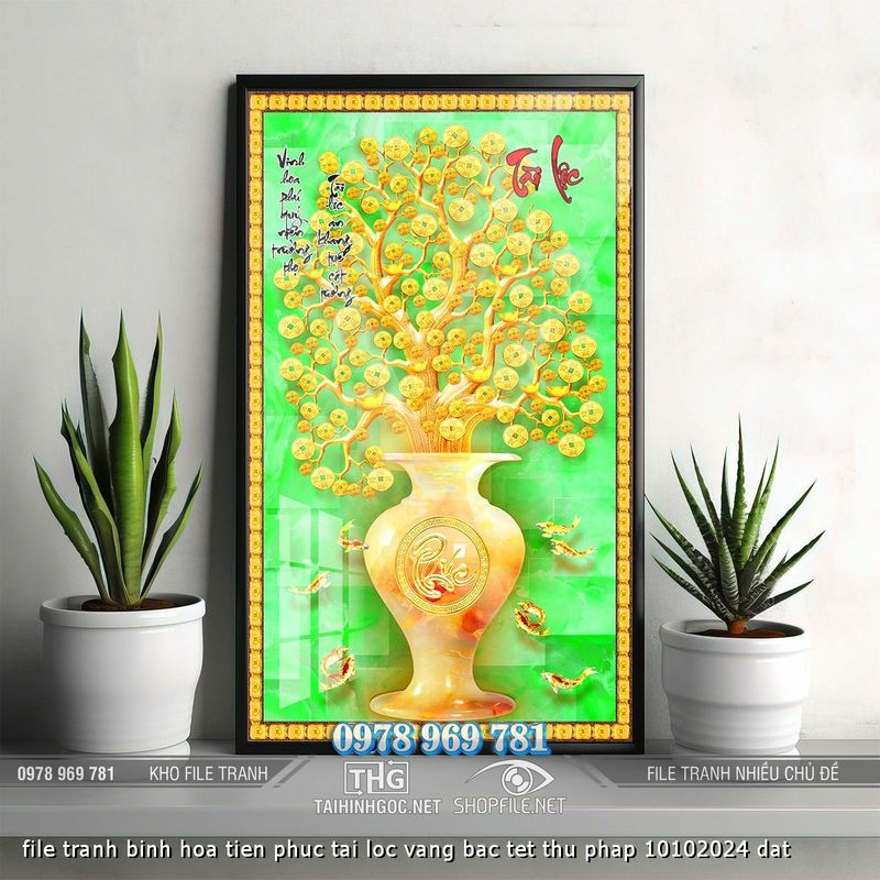 file tranh binh hoa tien phuc tai loc vang bac tet thu phap 10102024 dat