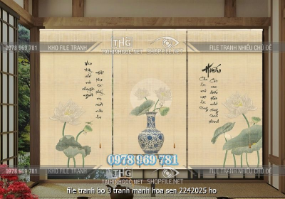 file tranh bo 3 tranh manh hoa sen 2242025 ho