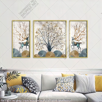 file tranh bo ghep 3 tam huou va cay 02012023 quyen