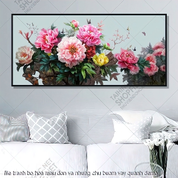 file tranh bo hoa mau don va nhung chu buom vay quanh