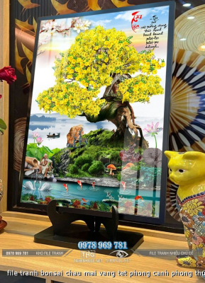 file tranh bonsai chau mai vang tet phong canh phong thuy thu phap 27082024 h