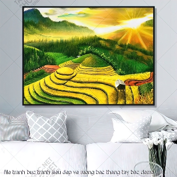 tranh lang que file tranh buc tranh sieu dep ve ruong bac thang tay bac