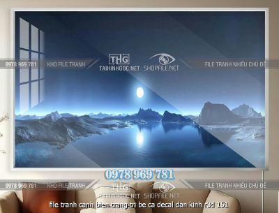 file tranh canh bien trang tri be ca decal dan kinh r3d 151