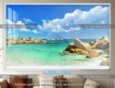 file tranh canh bien tren dao trang tri be ca decal dan kinh 5d 038