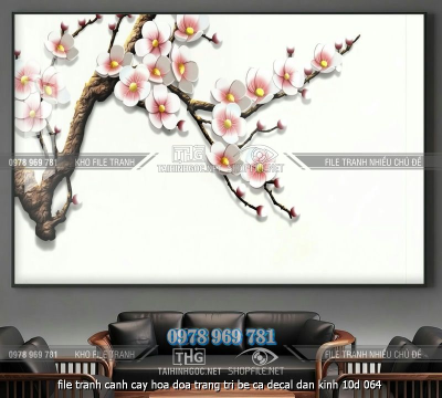 file tranh canh cay hoa doa trang tri be ca decal dan kinh 10d 064