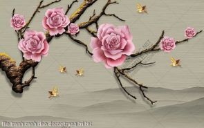 file tranh canh dao decor trang tri tet