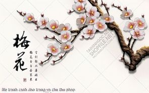 file tranh canh dao trang va chu thu phap