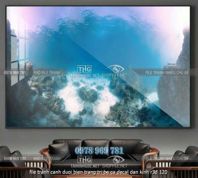 file tranh canh duoi bien trang tri be ca decal dan kinh r3d 120