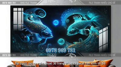 file tranh cap ca nghe thuat 3d trang tri be ca decal dan kinh t4163
