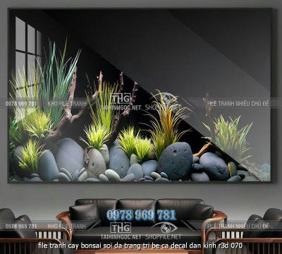 file tranh cay bonsai soi da trang tri be ca decal dan kinh r3d 070