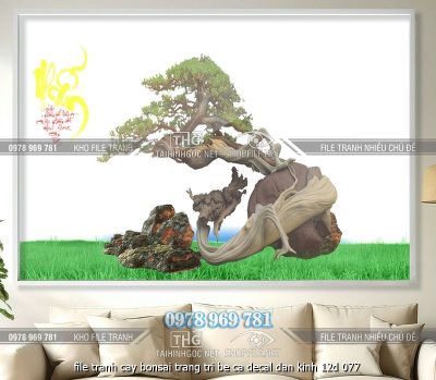 file tranh cay bonsai trang tri be ca decal dan kinh 12d 077