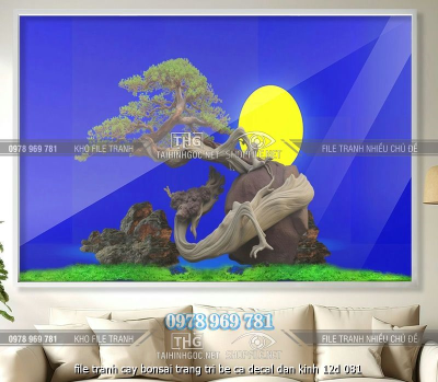 file tranh cay bonsai trang tri be ca decal dan kinh 12d 081